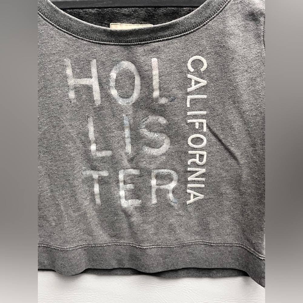 Hollister Vintage Y2K California Gray Off Shoulder Sweatshirt Small - Picture 3 of 8
